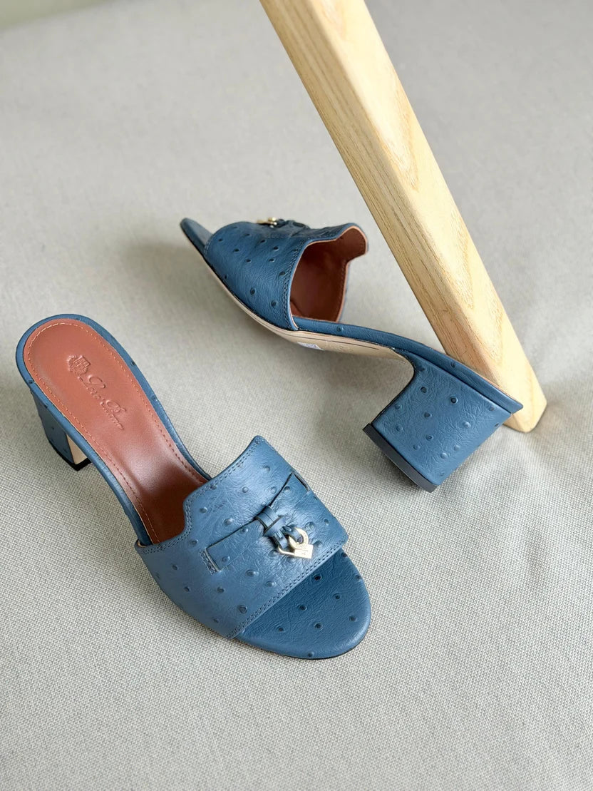 Loro Piana Summer Charms Sandal Flats Ostrich Leather