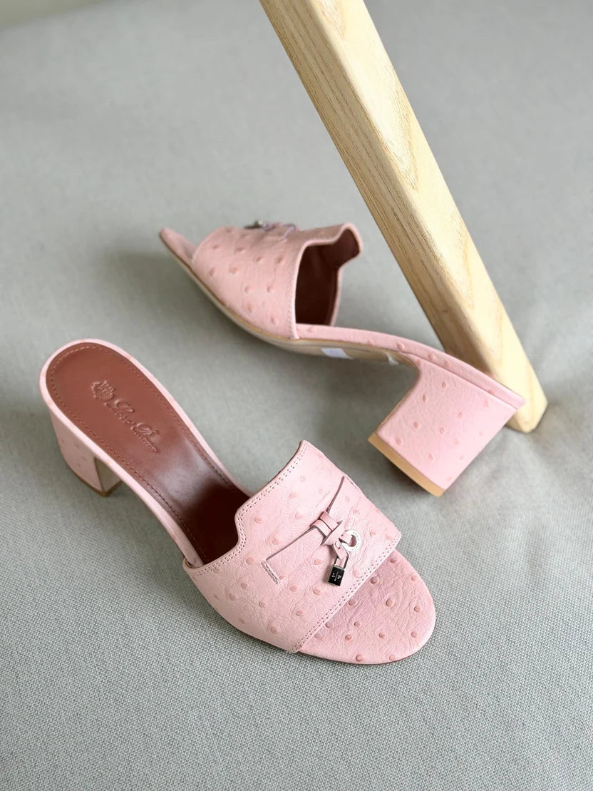 Loro Piana Summer Charms Sandal Flats Ostrich Leather