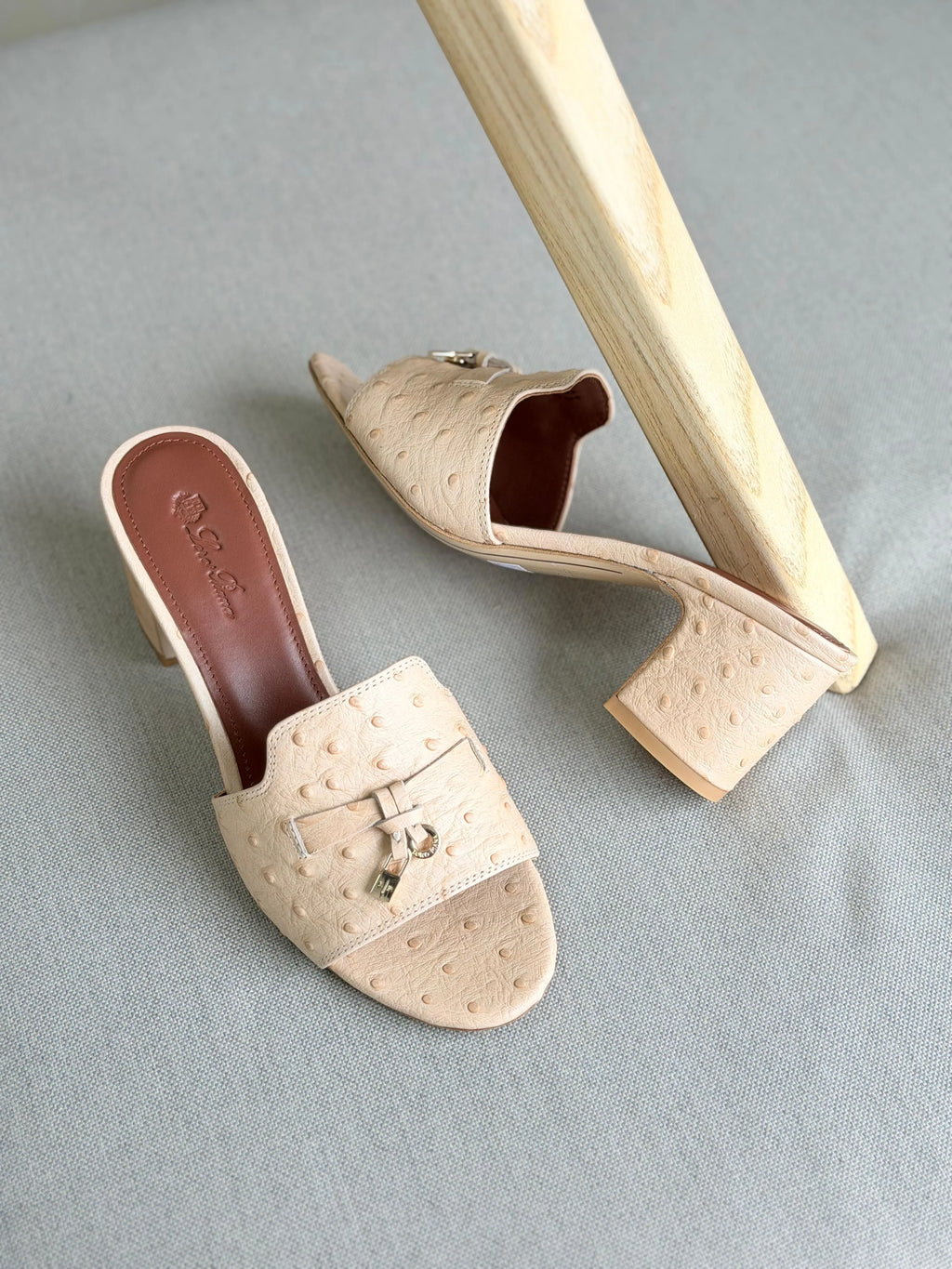 Loro Piana Summer Charms Sandal Flats Ostrich Leather