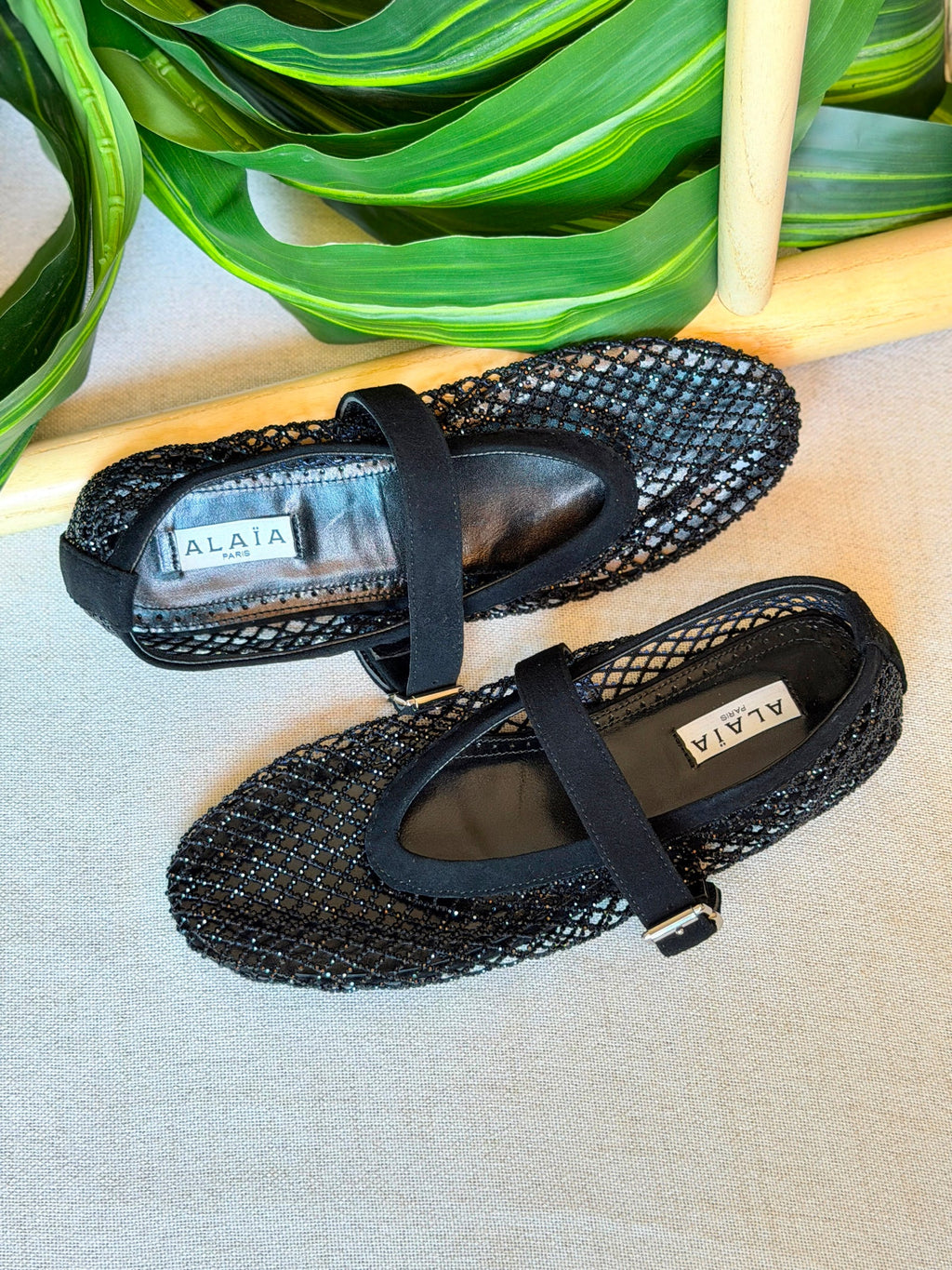Alaïa Black Fishnet Ballet Flats