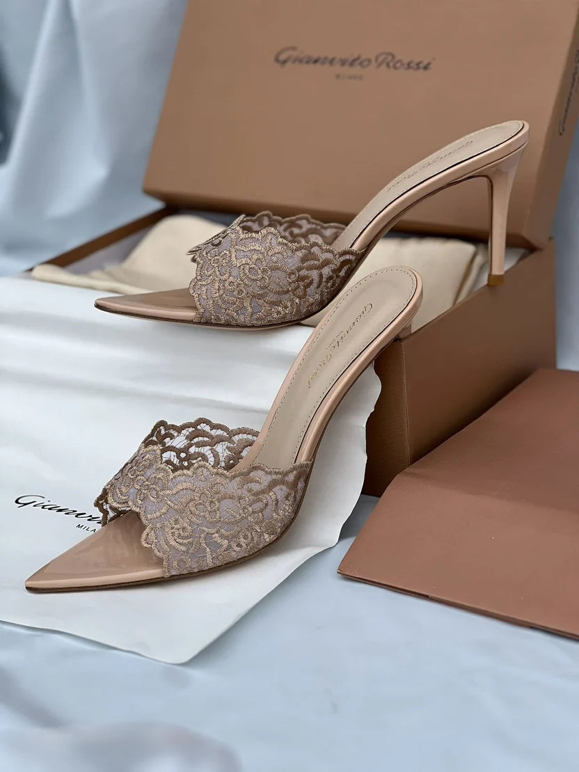 Gianvito Rossi Yvonne 85 Lace Mules