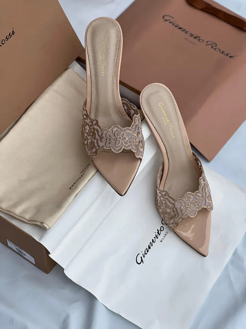 Gianvito Rossi Yvonne 85 Lace Mules