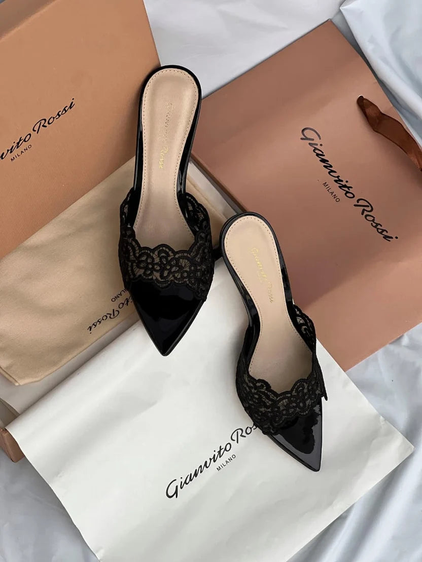 Gianvito Rossi Yvonne 85 Lace Mules