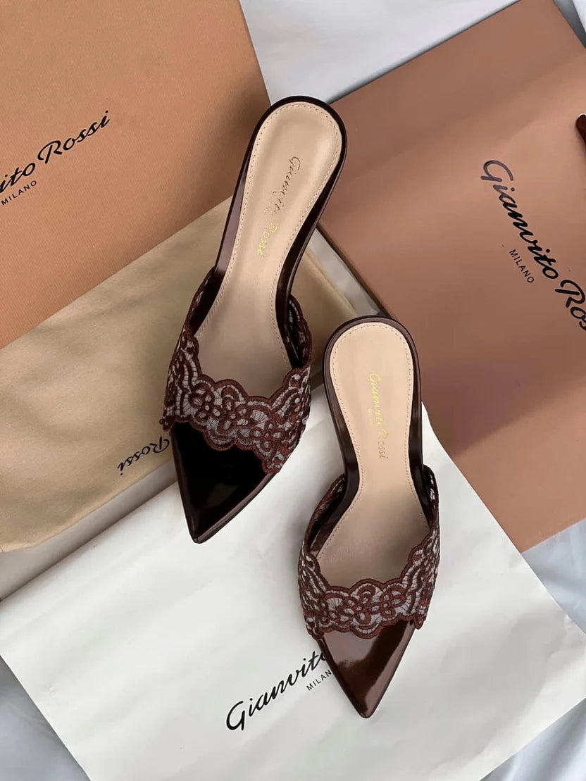 Gianvito Rossi Yvonne 85 Lace Mules