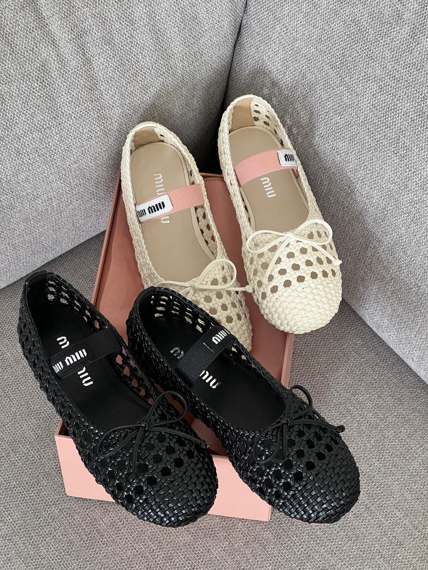 Miu Miu Woven Mary Jane Ballet Flat
