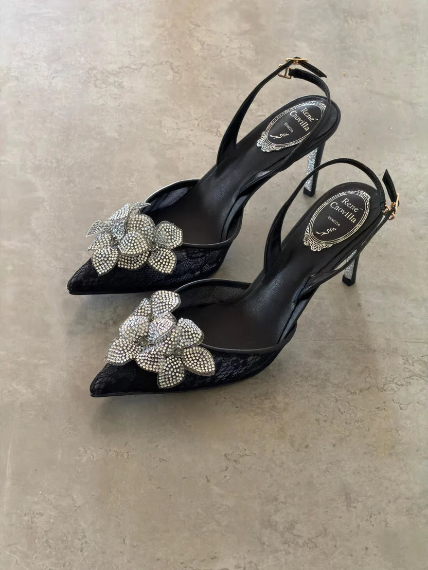 René Caovilla Neutral Peach Flower 80 Sandals