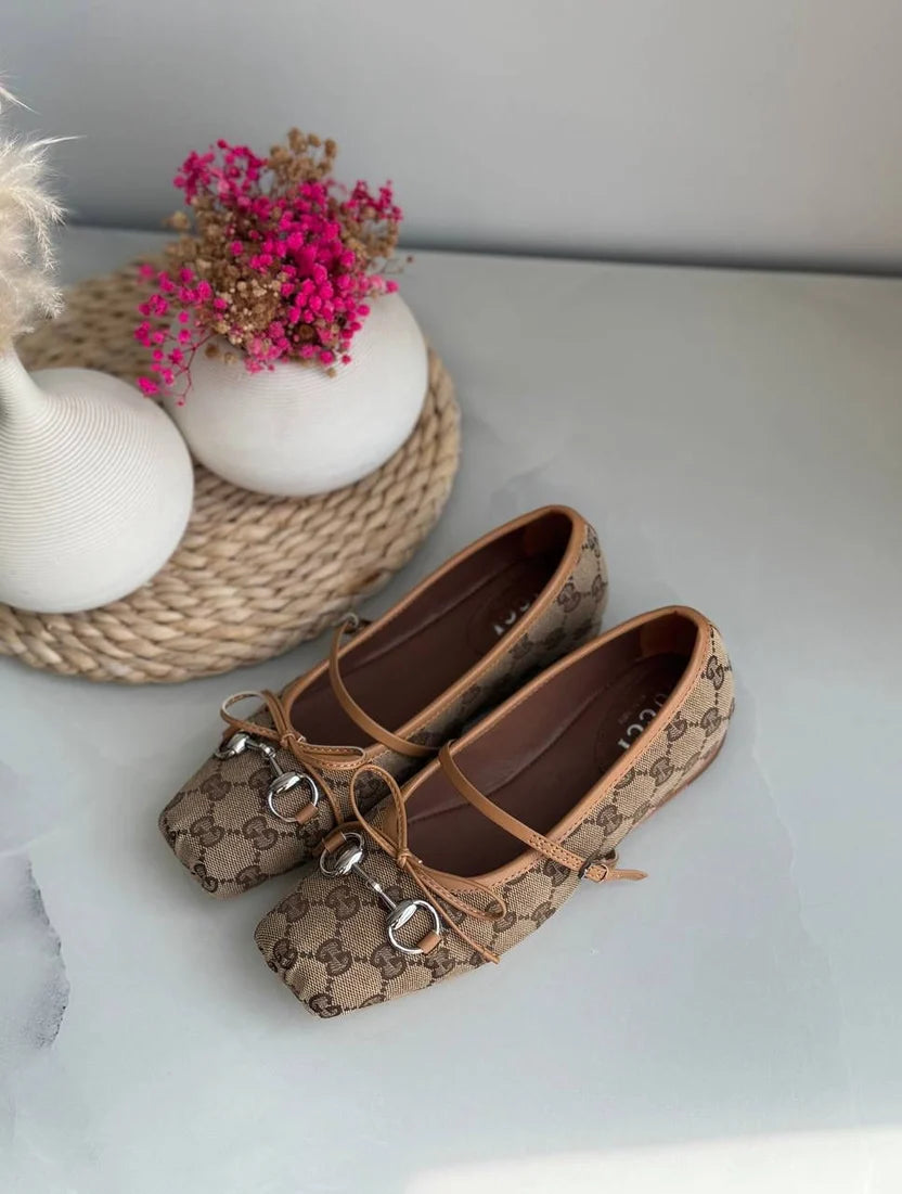 Gucci Burgundy Horsebit Ballerina Flats