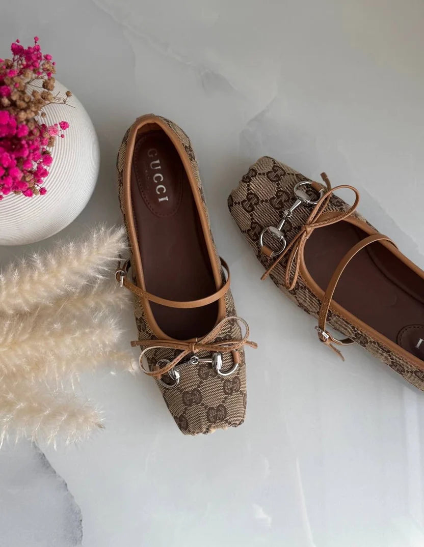 Gucci Burgundy Horsebit Ballerina Flats