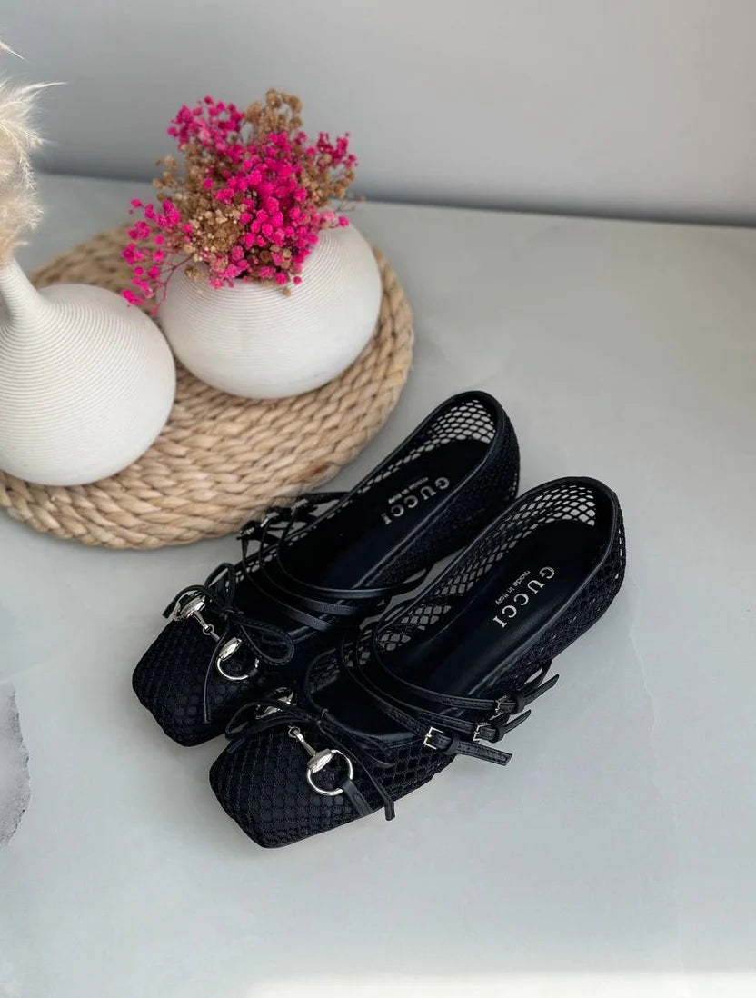 Gucci Burgundy Horsebit Ballerina Flats