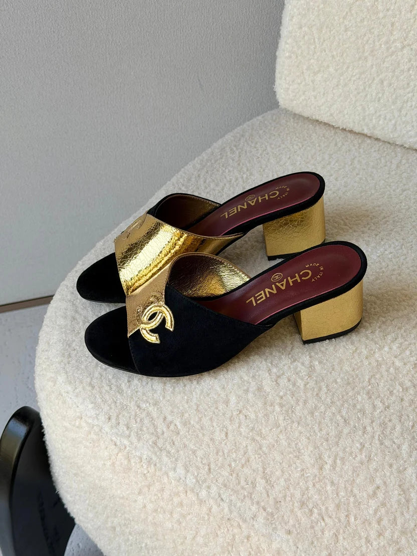 Chanel Leather CC Sandals