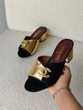 Chanel Leather CC Sandals