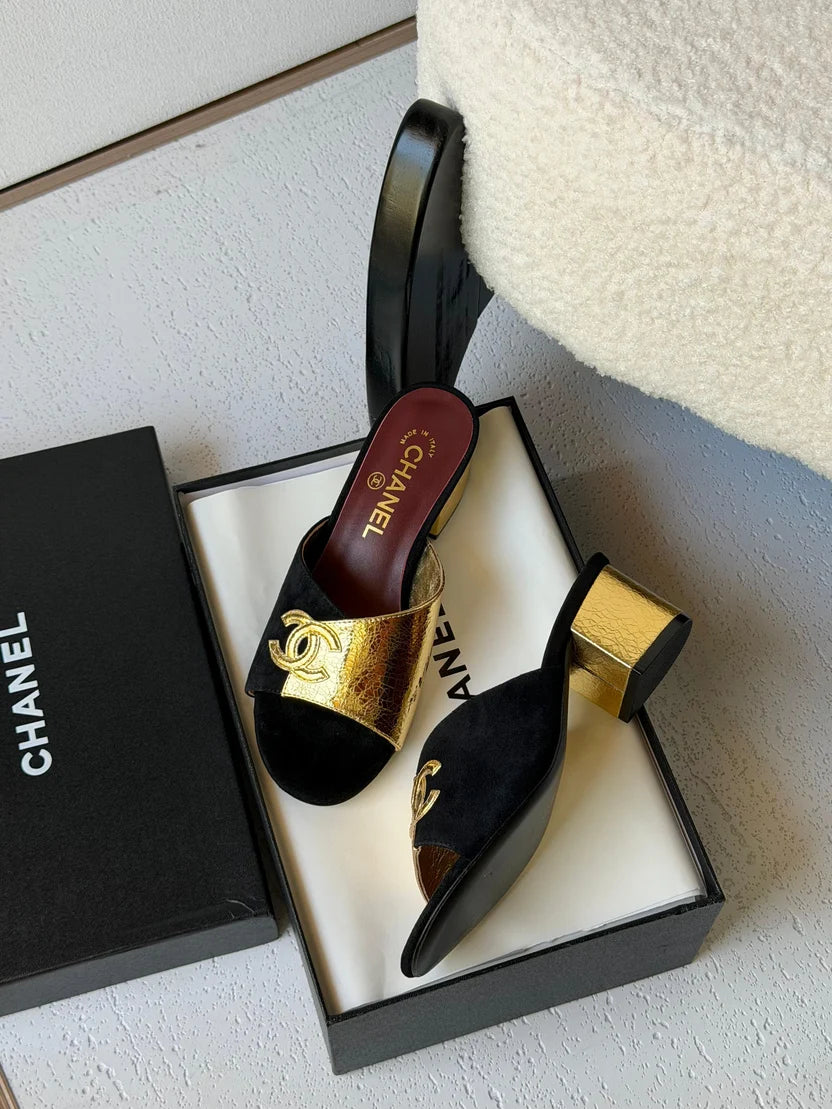 Chanel Leather CC Sandals