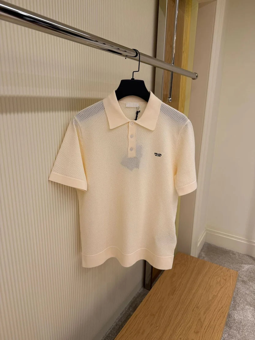 Prada Neutral Logo Polo
