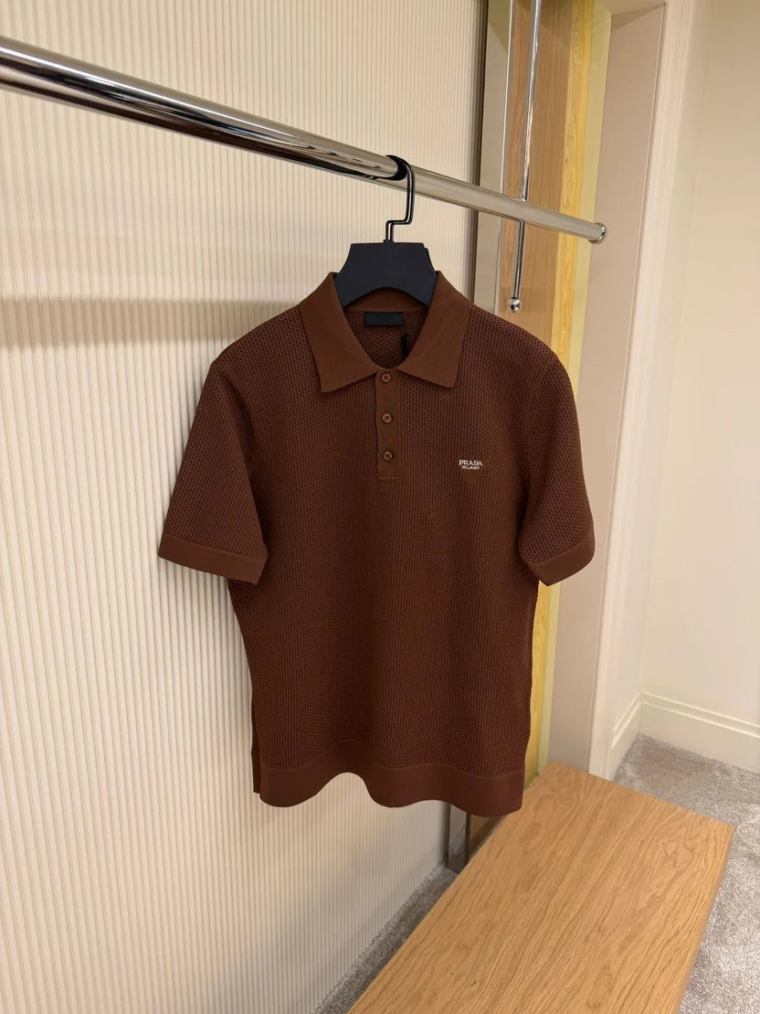 Prada Neutral Logo Polo