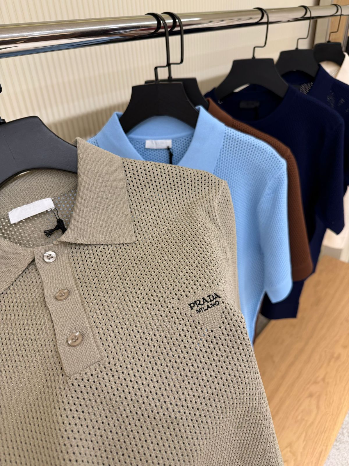 Prada Neutral Logo Polo