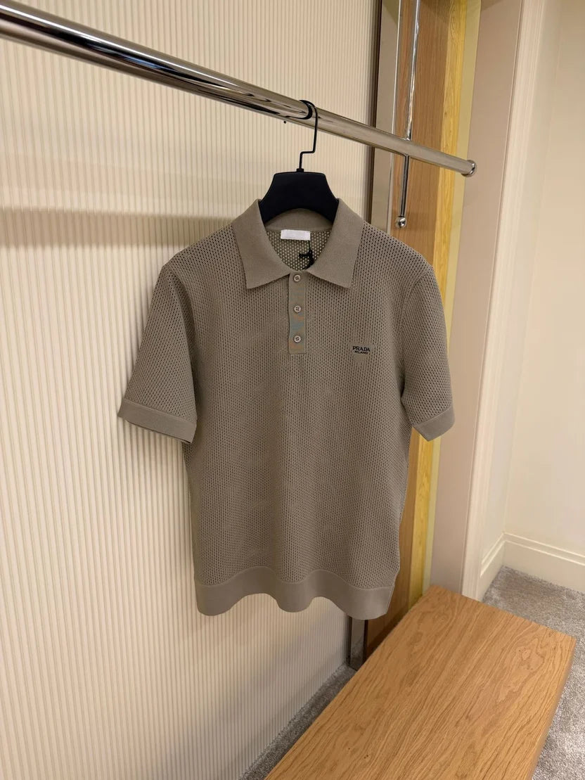 Prada Neutral Logo Polo