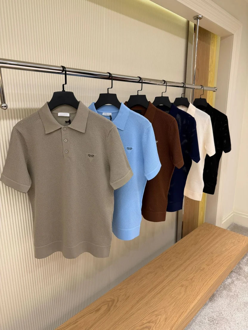 Prada Neutral Logo Polo