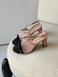 Chanel Heeled Slingbacks in Mesh and Grosgrain