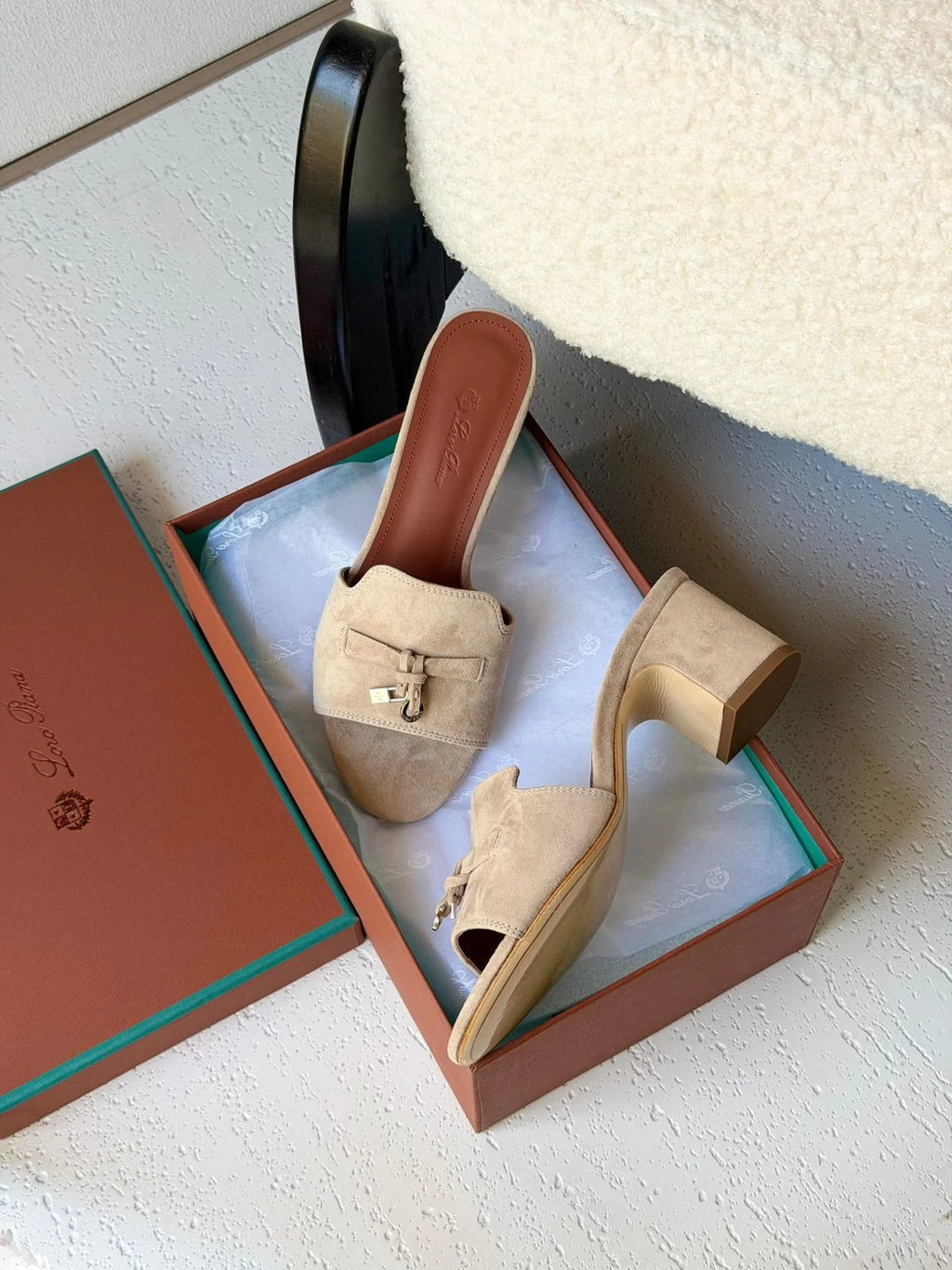 Loro Piana Summer Charms 55 Mule Sandals in Suede Goatskin