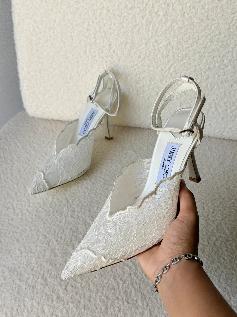 Jimmy Choo Black Faiz 100 Lace Pumps