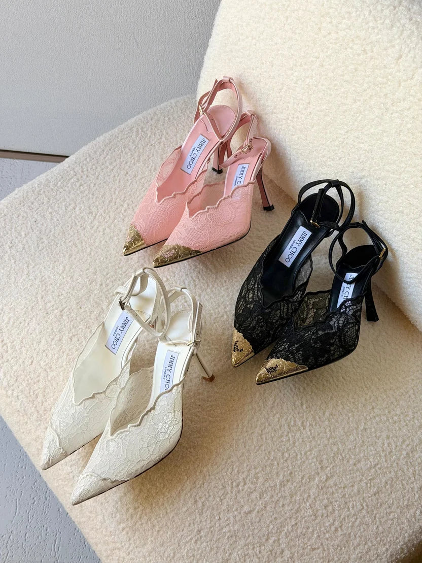 Jimmy Choo Black Faiz 100 Lace Pumps