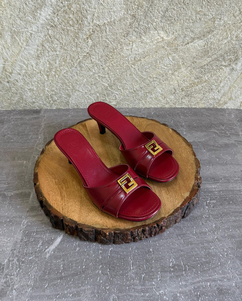 Fendi Metallic Ffold Slip-On Sandals