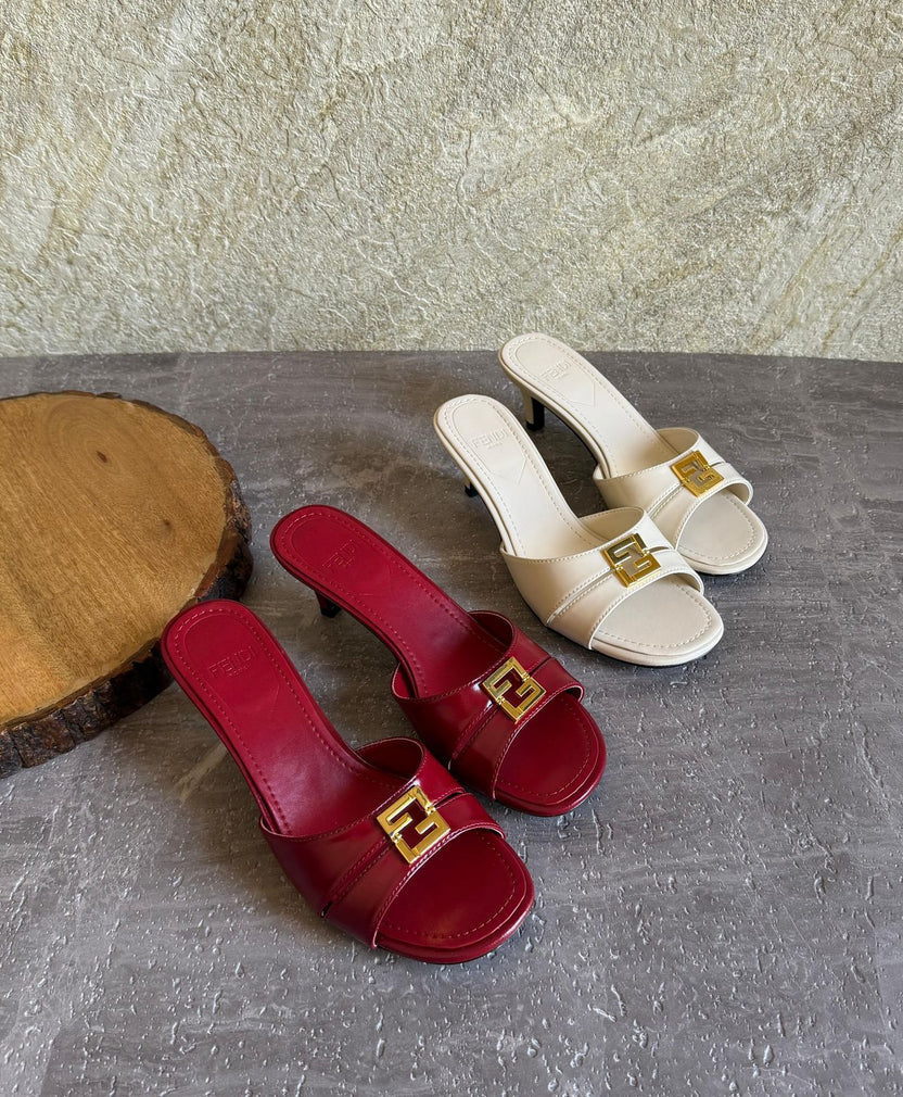Fendi Metallic Ffold Slip-On Sandals