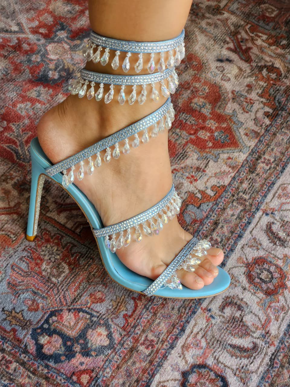 Buy René Caovilla Blue Chandelier 105 Sandals
