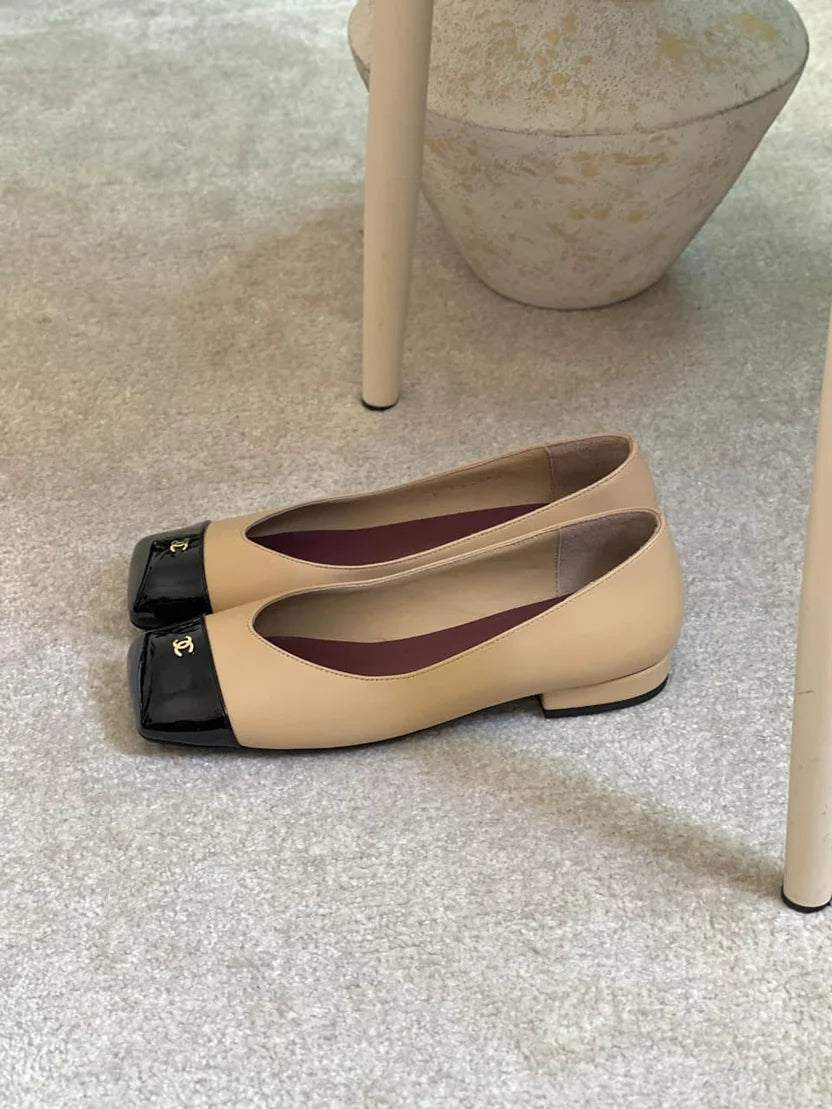 Chanel Lambskin Cap Toe CC Uniform Ballerina Flats