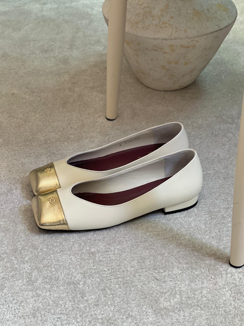 Chanel Lambskin Cap Toe CC Uniform Ballerina Flats