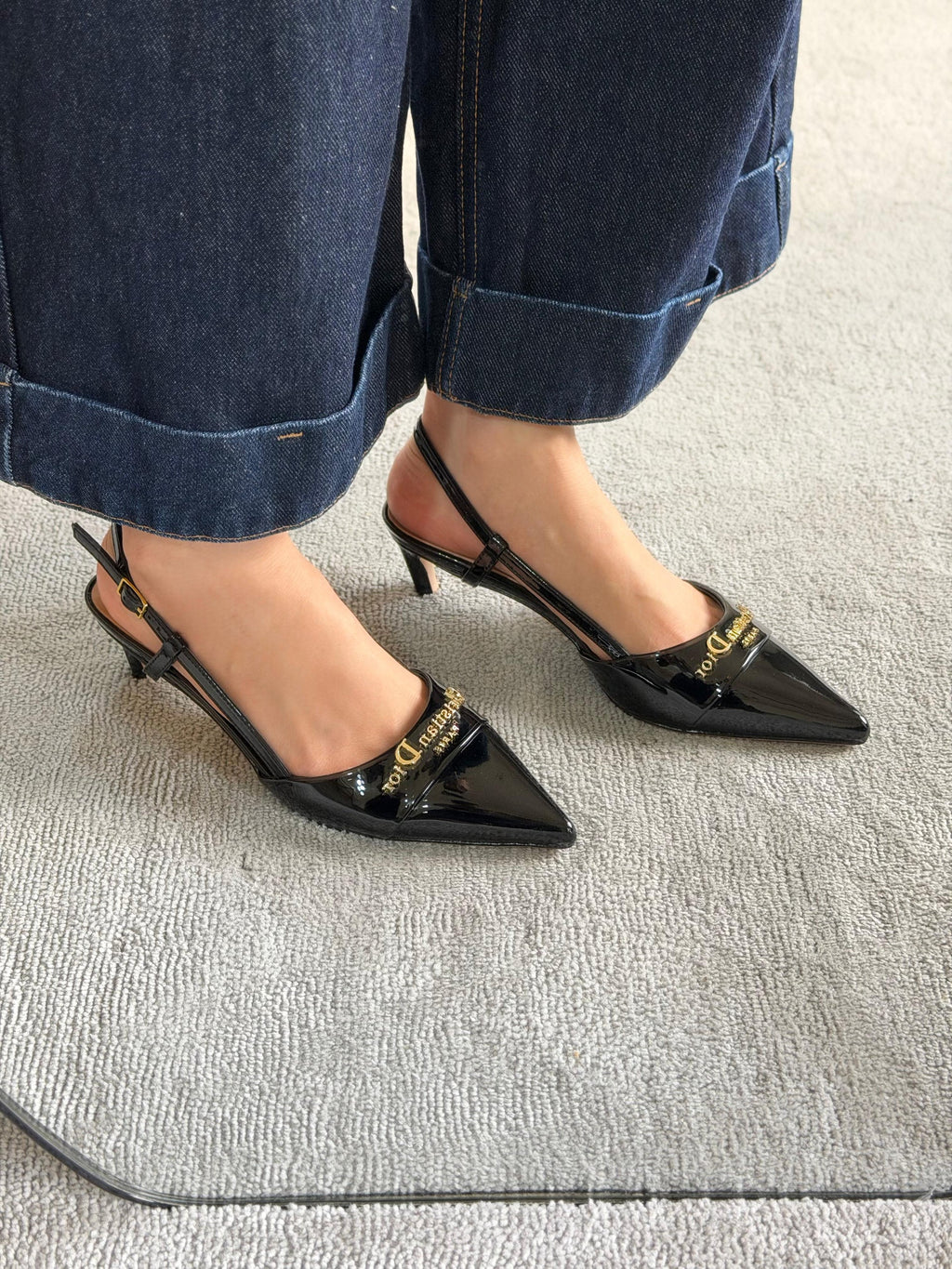 Dior Slingback Pumps Patent Calfskin
