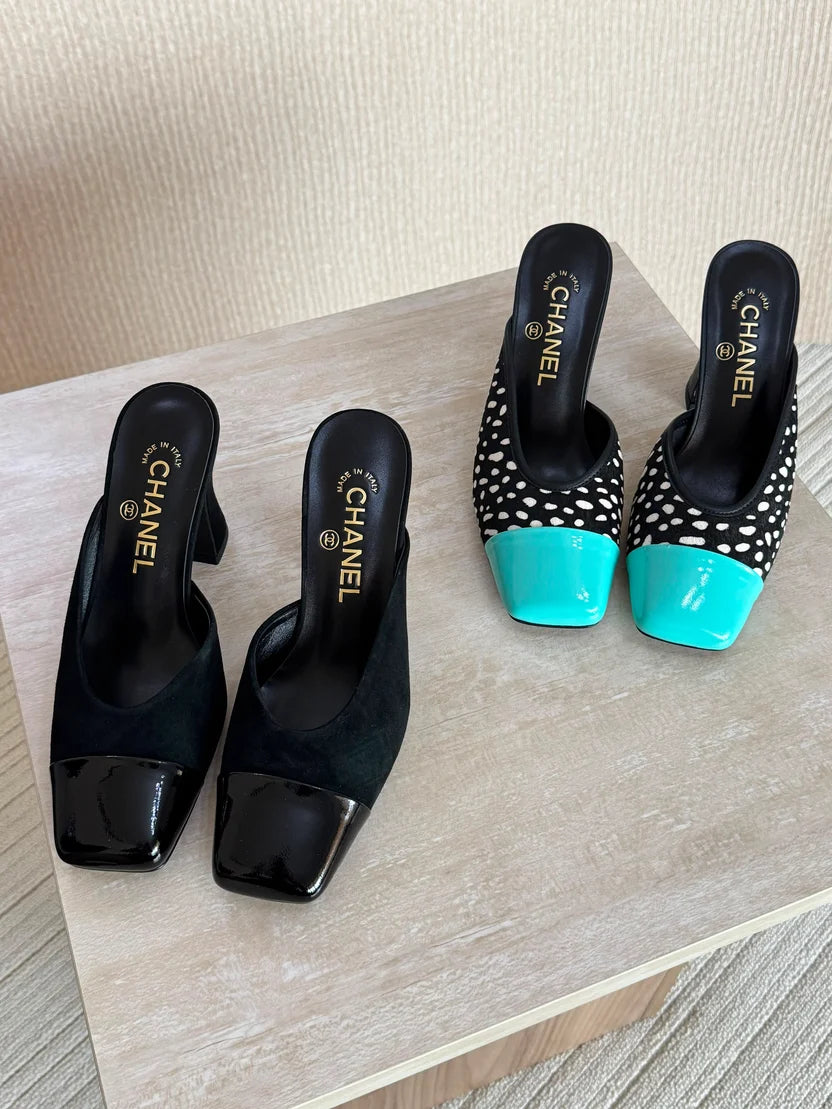 Chanel Mules in Lambskin & Patent Calfskin