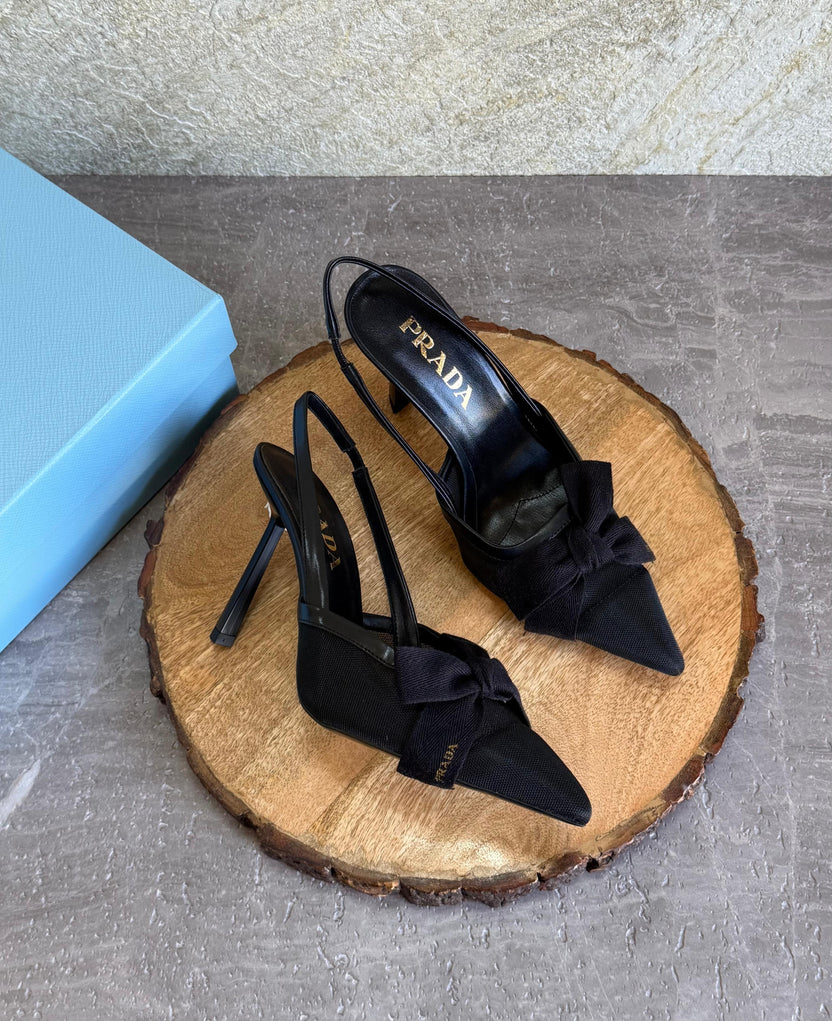 Prada Mesh Fabric Slingback Pumps