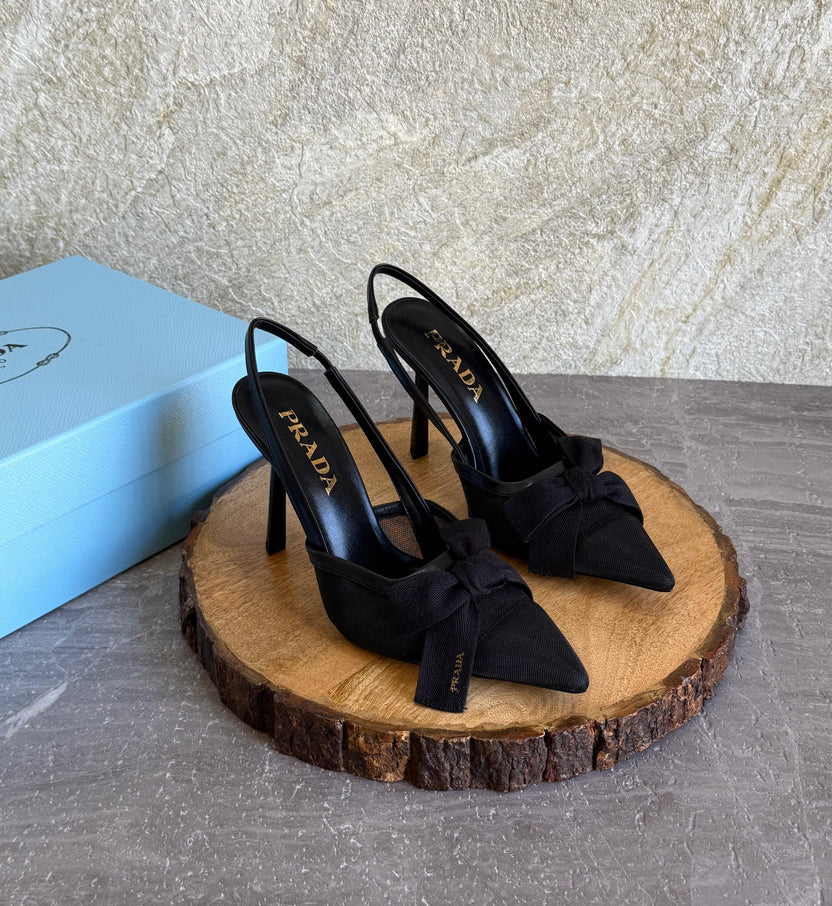 Prada Mesh Fabric Slingback Pumps