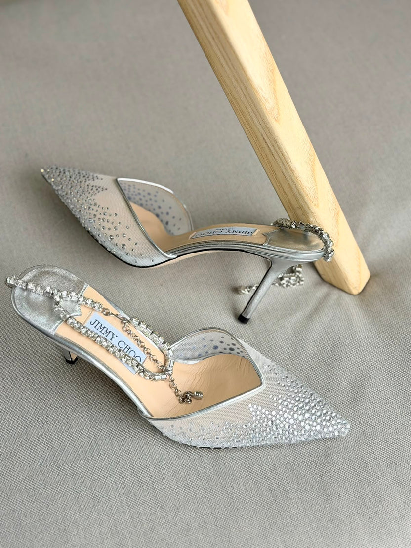 Jimmy Choo Saeda Crystal Mesh Pump