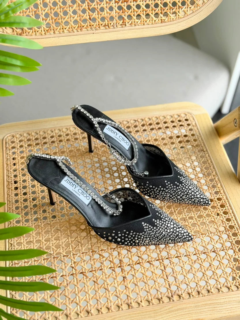 Jimmy Choo Saeda Crystal Mesh Pump