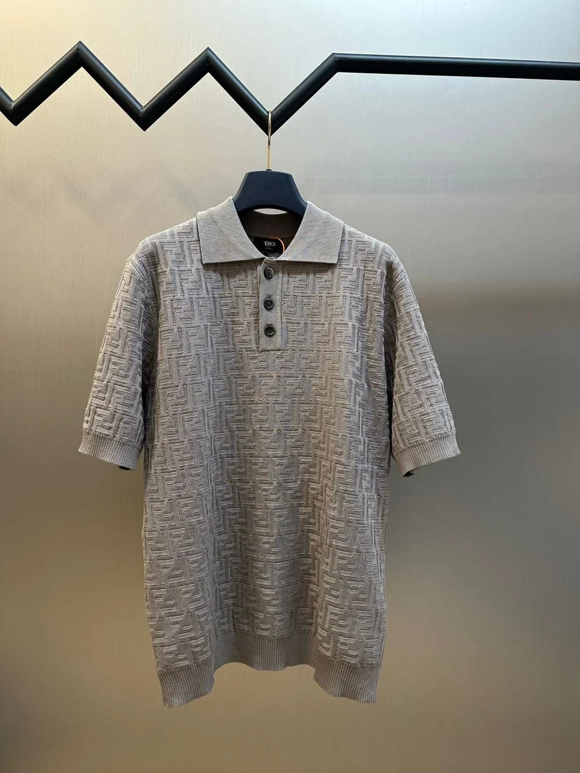 Fendi FF Jacquard Knitted Polo Shirts
