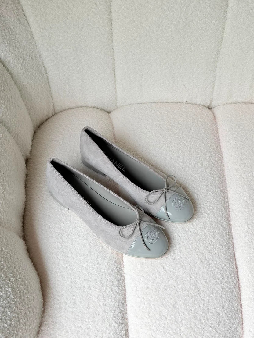 Chanel Burgundy Velvet and Leather CC Ballet Flats