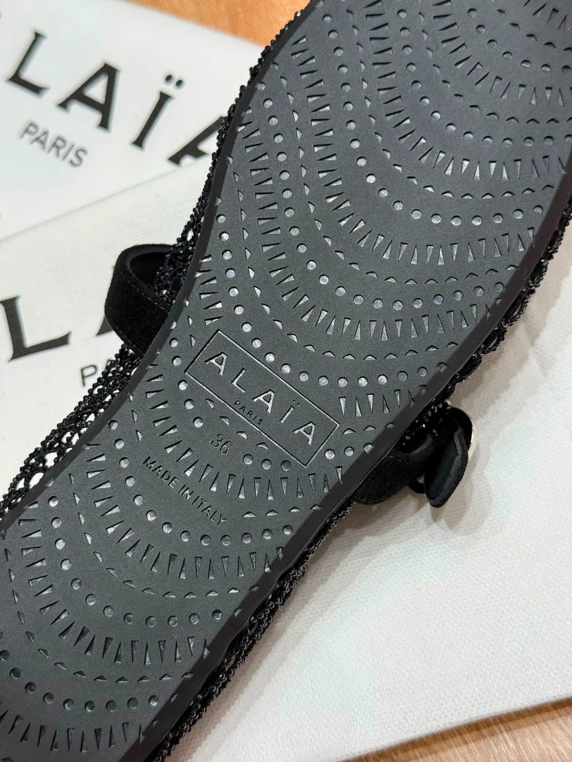 Alaia Fishnet Ballet Flats in Crystal Mesh