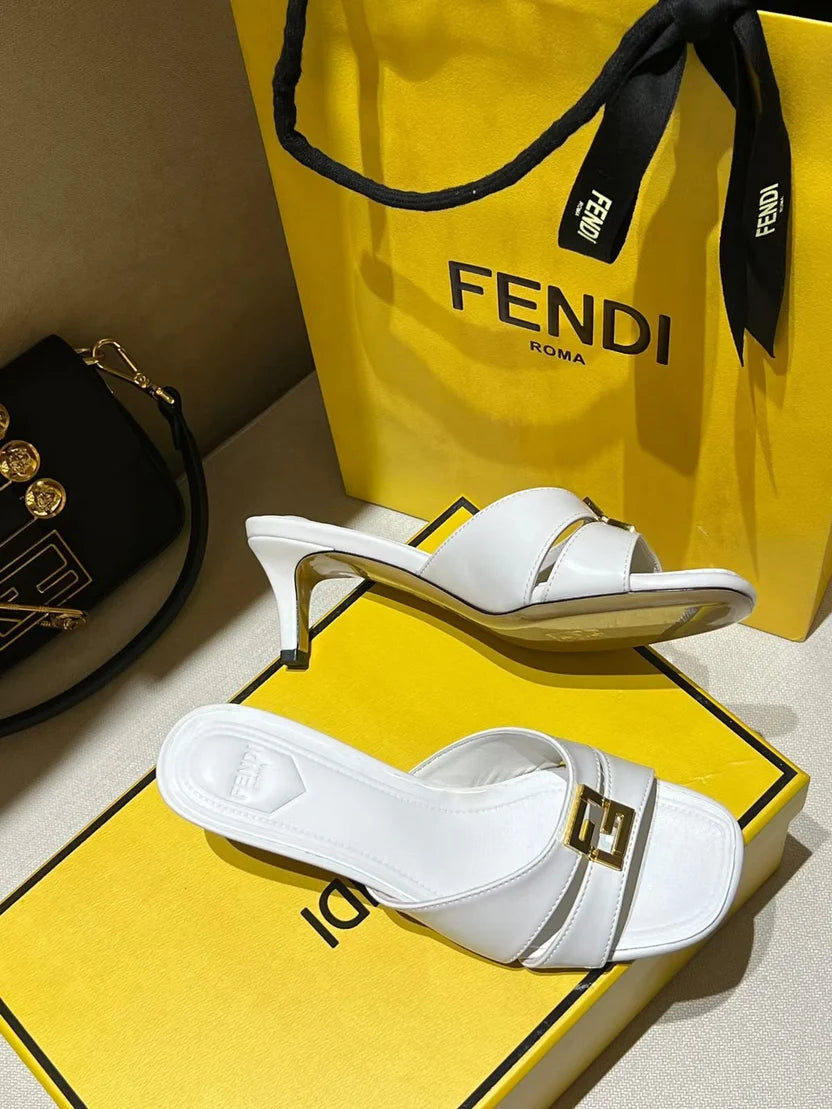 Fendi Metallic Ffold Slip-On Sandals