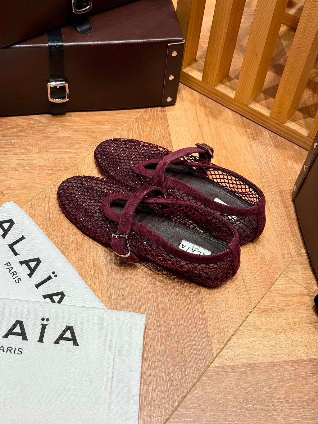 Alaia Beaded Mesh Ballet Flats