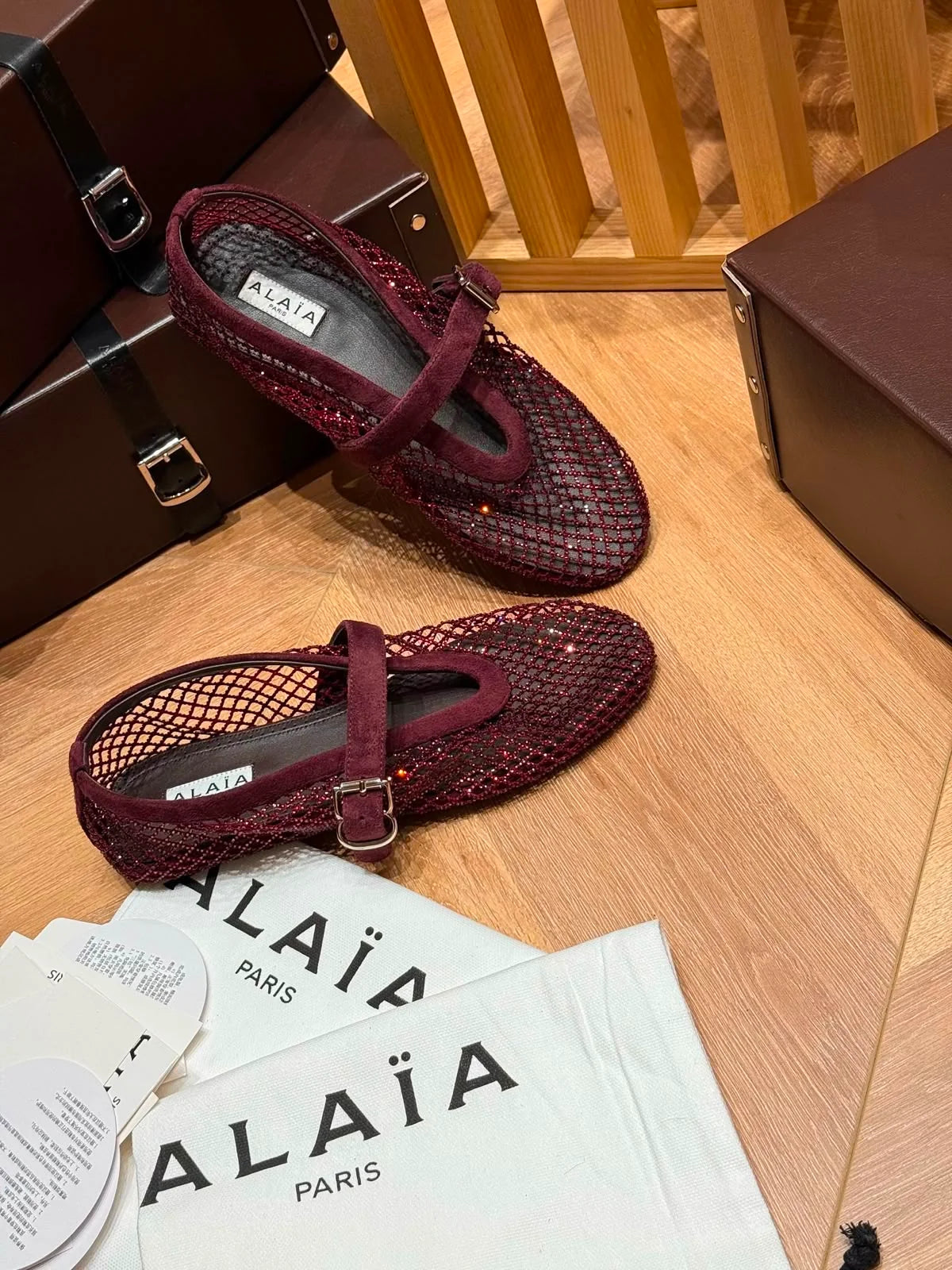 Alaia Beaded Mesh Ballet Flats