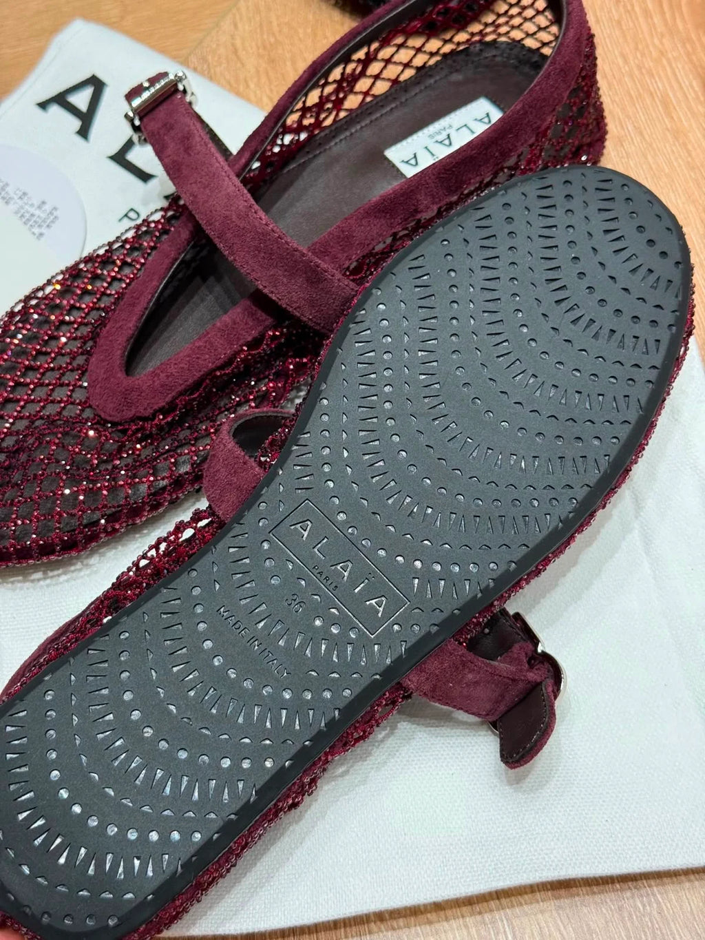 Alaia Beaded Mesh Ballet Flats
