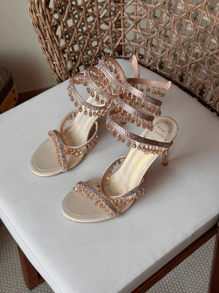 Rene Caovilla Chandelier Burgundy Sandals