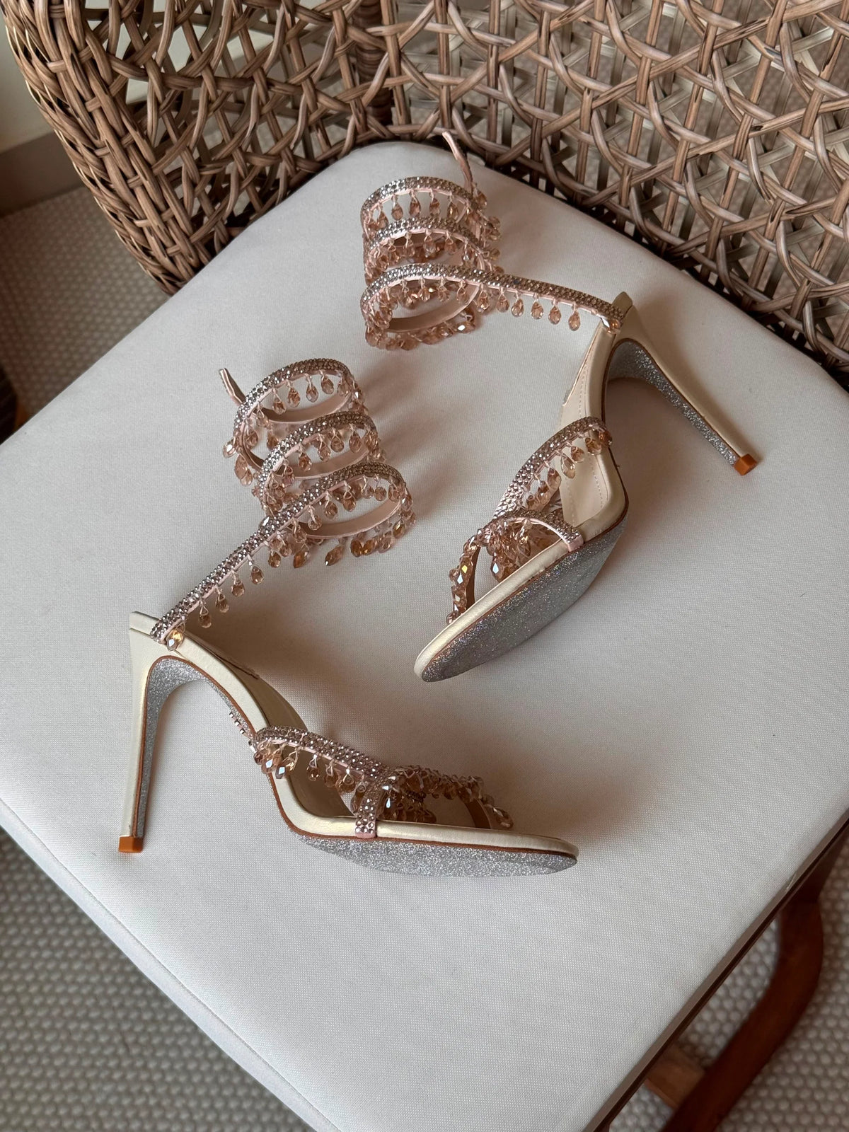 Rene Caovilla Chandelier Burgundy Sandals