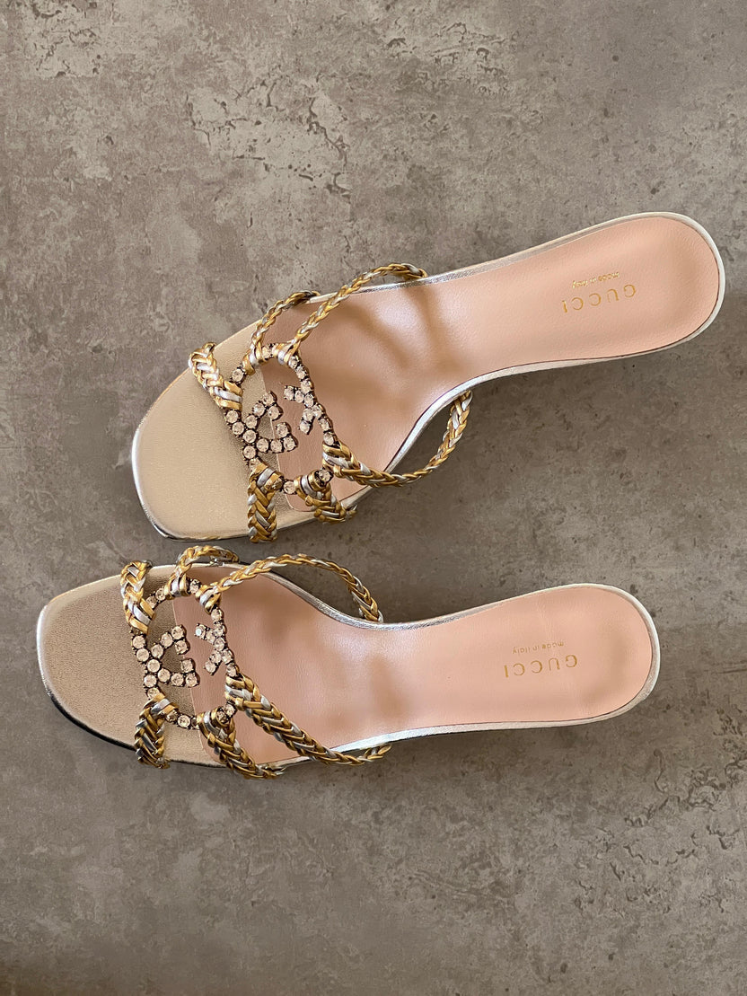 Gucci Crystal Interlocking G Sandal