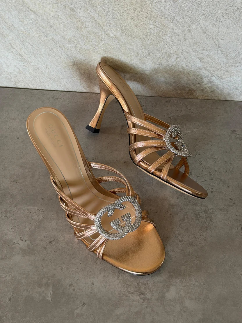 Gucci Crystal Interlocking G Sandal