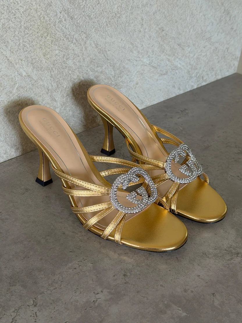 Gucci Crystal Interlocking G Sandal