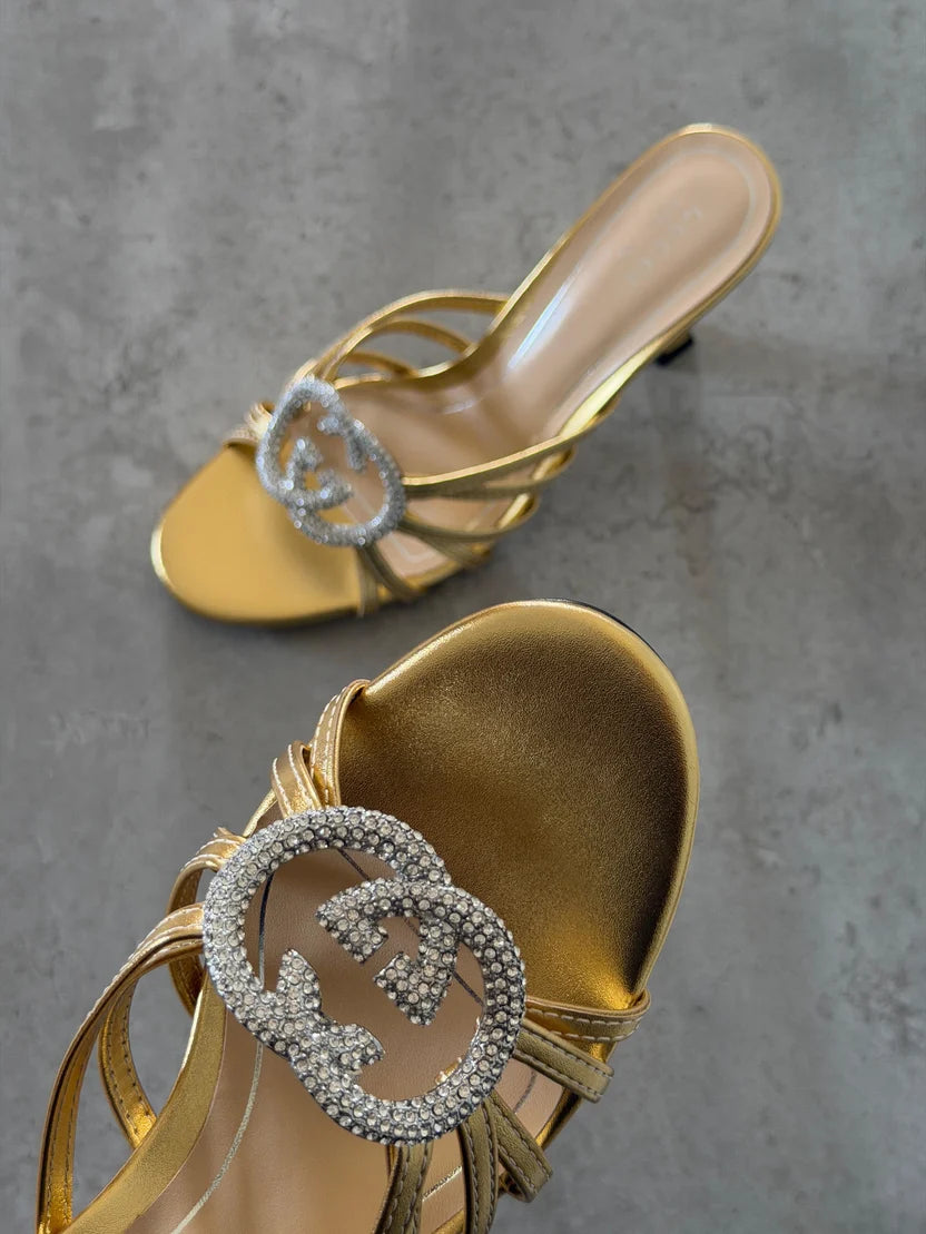 Gucci Crystal Interlocking G Sandal
