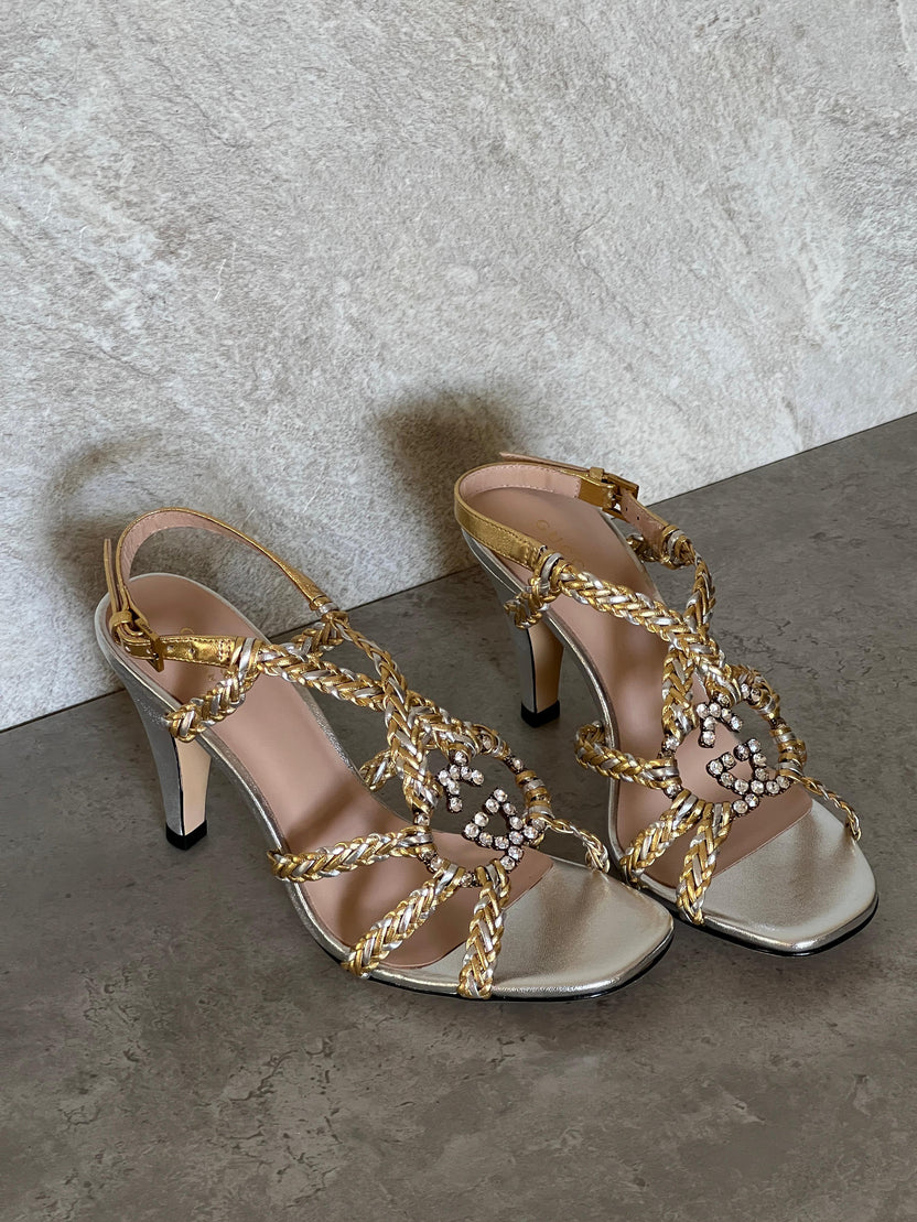 Gucci Crystal Interlocking G Sandal